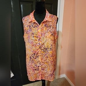 Liz Claiborne sleeveless button down top XL
